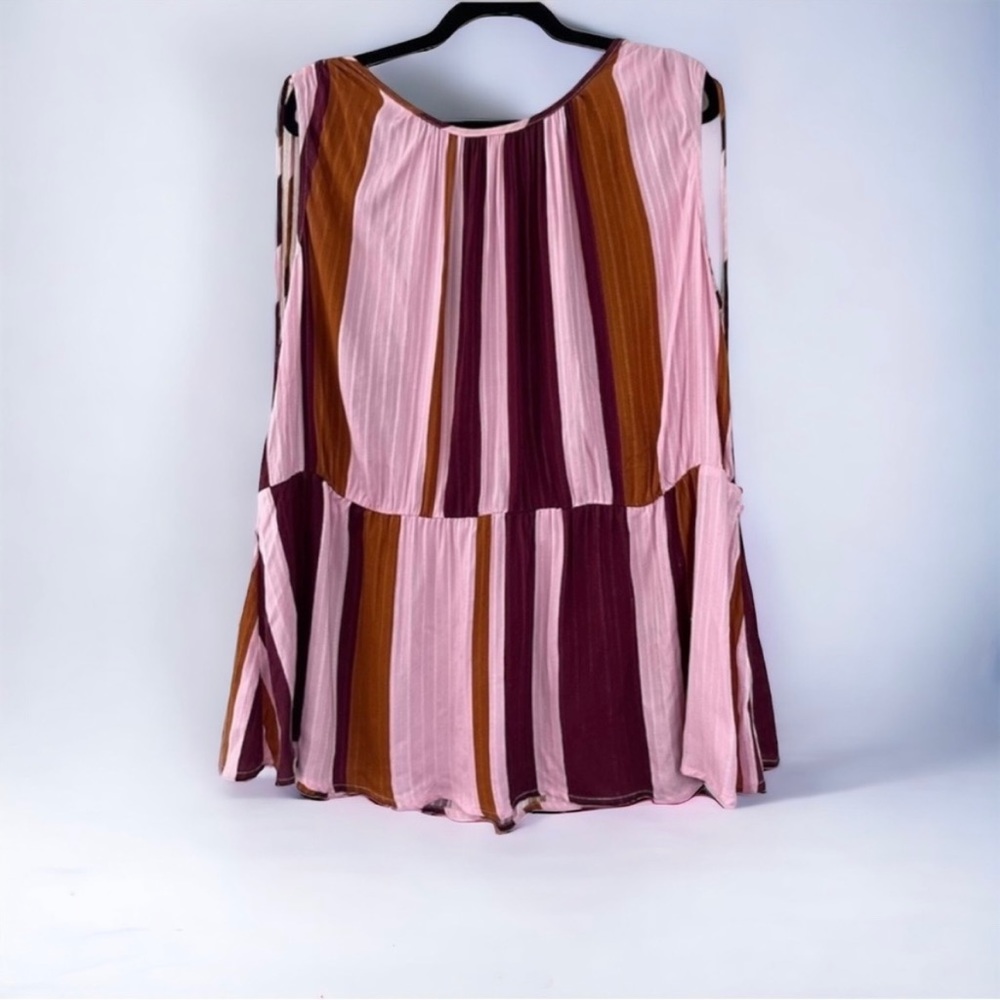 New  Lane Bryant Pink Wine Stripe Sleeveless Blouse